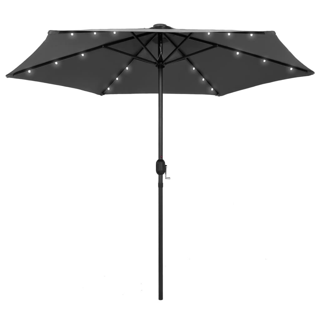 Udendørs parasol med LED-lys og aluminiumsstang 270 cm antracitgrå
