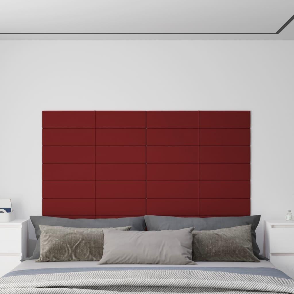 Vægpaneler 12 stk. 90x15 cm 1,62 m² stof vinrød