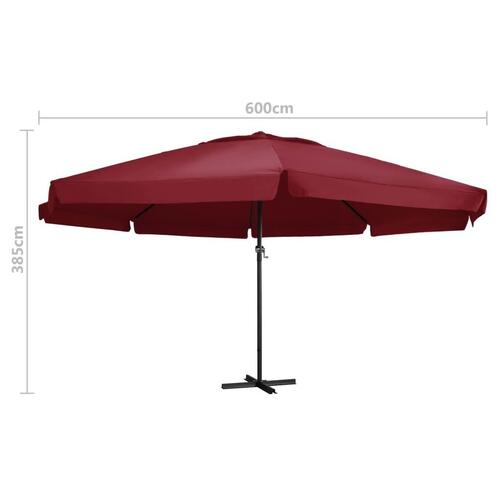 Parasol med aluminiumsstang 600 cm bordeaux