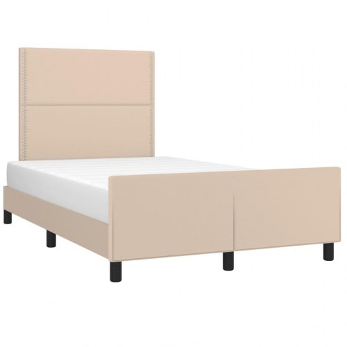 Sengeramme med sengegavl 120x200 cm kunstlæder cappuccinofarvet