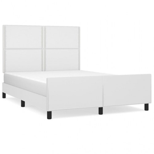 Sengeramme med sengegavl 140x190 cm kunstlæder hvid