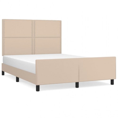 Sengeramme med sengegavl 140x200 cm kunstlæder cappuccinofarvet