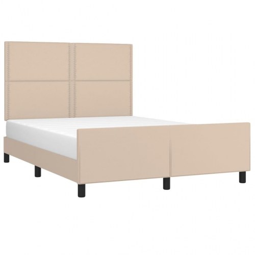 Sengeramme med sengegavl 140x200 cm kunstlæder cappuccinofarvet