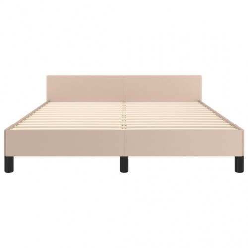 Sengeramme med sengegavl 140x200 cm kunstlæder cappuccinofarvet
