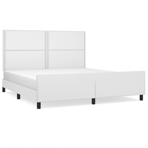 Sengeramme med sengegavl 160x200 cm kunstlæder hvid