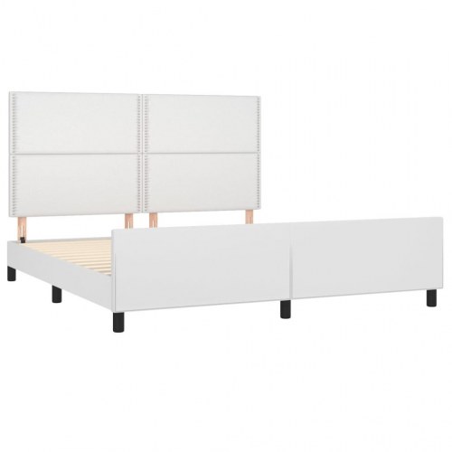 Sengeramme med sengegavl 160x200 cm kunstlæder hvid