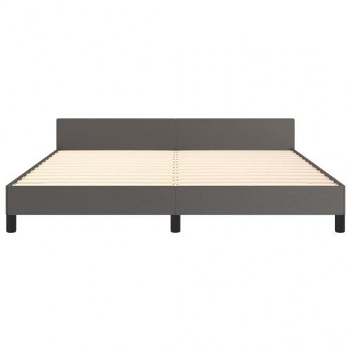 Sengeramme med sengegavl 160x200 cm kunstlæder grå