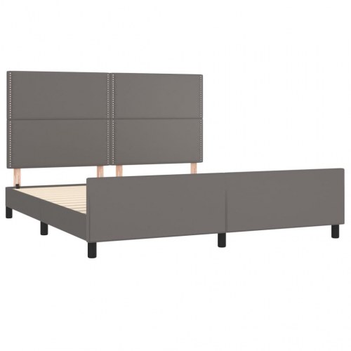 Sengeramme med sengegavl 180x200 cm kunstlæder grå