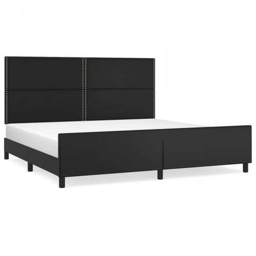Sengeramme med sengegavl 200 x 200 cm kunstlæder - sort