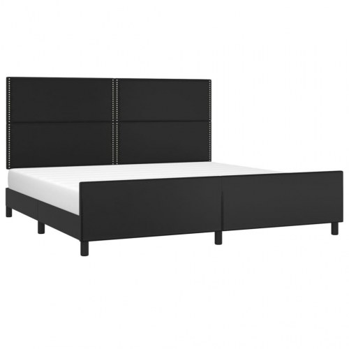 Sengeramme med sengegavl 200 x 200 cm kunstlæder - sort