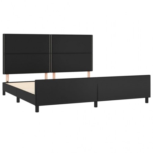 Sengeramme med sengegavl 200 x 200 cm kunstlæder - sort