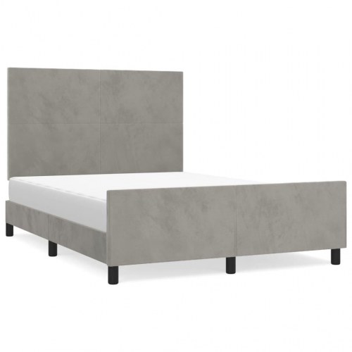 Sengeramme i fløjl - lysegrå 140×190 cm med justerbar sengegavl