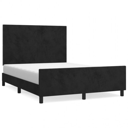 Sengeramme i fløjl med justerbar gavl - sort 140 x 190 cm