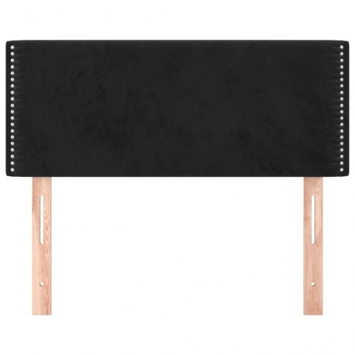 Sengegavl i fløjl - 90×5×78/88 cm, sort med nitter