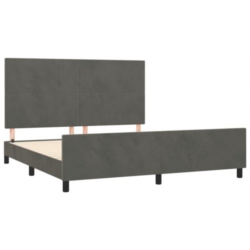 Sengeramme i fløjl med sengegavl - mørkegrå 160 x 200 cm
