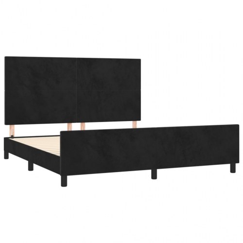 Sengeramme i fløjl med sengegavl - sort 160 x 200 cm