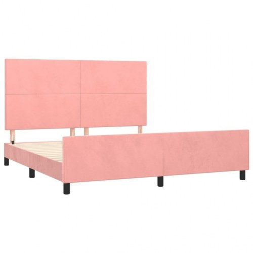 Sengeramme med sengegavl 160x200 cm i fløjl - pink