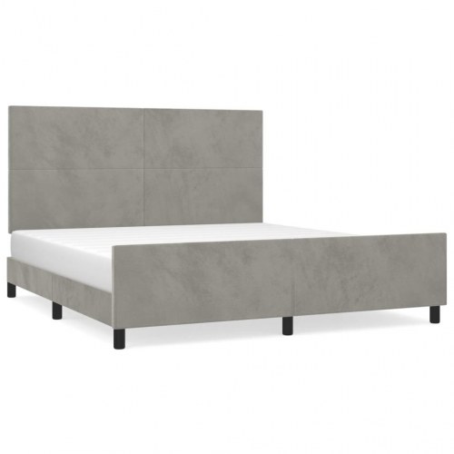 Sengeramme med sengegavl 180×200 cm - fløjl, lysegrå