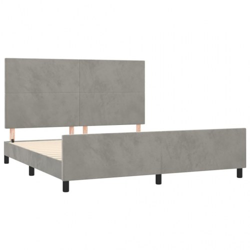 Sengeramme med sengegavl 180×200 cm - fløjl, lysegrå