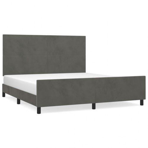 Sengeramme med sengegavl 180x200 cm i fløjl - mørkegrå