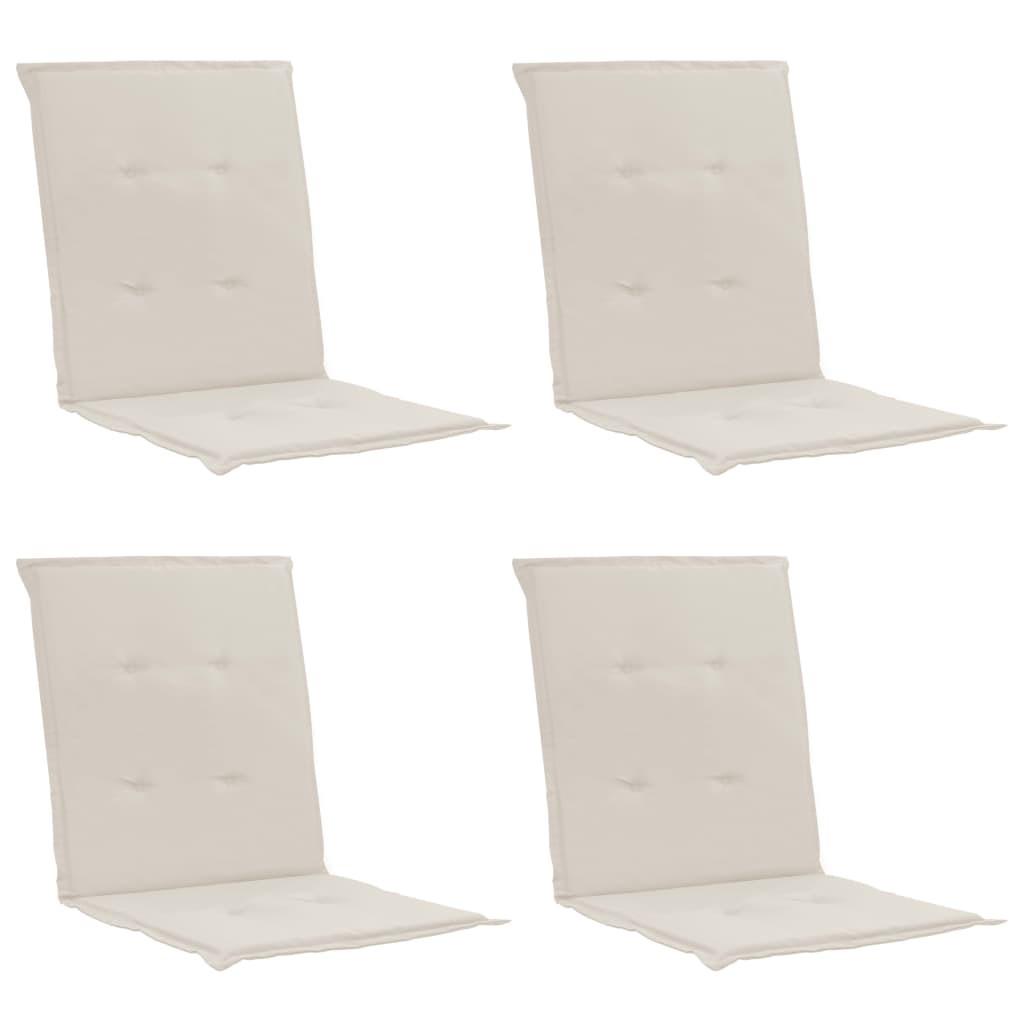 Stolehynde m. lav ryg 4 stk. 100x50x3 cm oxfordstof cremefarvet