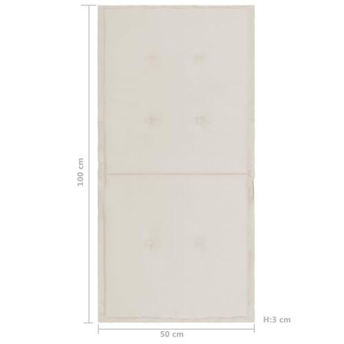 Stolehynde m. lav ryg 4 stk. 100x50x3 cm oxfordstof cremefarvet