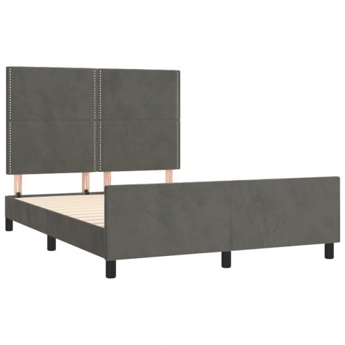 Sengeramme i fløjl - mørkegrå 140x190 cm med justerbar sengegavl