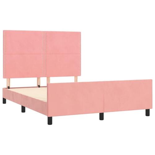 Sengeramme med sengegavl 140x190 cm fløjl pink