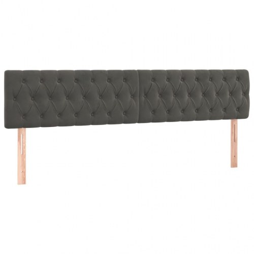 Sengegavl i fløjl - 200 × 7 × 78/88 cm, mørkegrå, knapquiltet