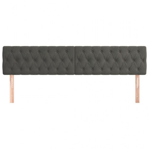 Sengegavl i fløjl - 200 × 7 × 78/88 cm, mørkegrå, knapquiltet