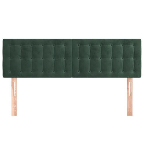 Sengegavle 2 stk. 72x5x78/88 cm fløjl mørkegrøn