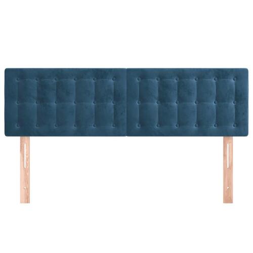 Sengegavle 2 stk. 72x5x78/88 cm fløjl mørkeblå