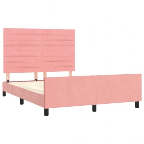Sengeramme med sengegavl 140×190 cm i fløjl - pink