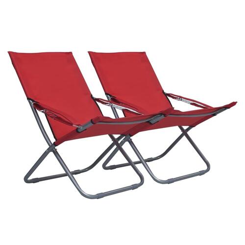 Foldbare strandstole 2 stk. stof rød