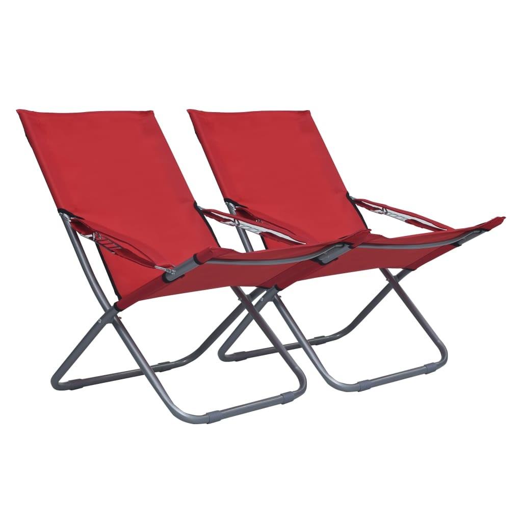 Foldbare strandstole 2 stk. stof rød