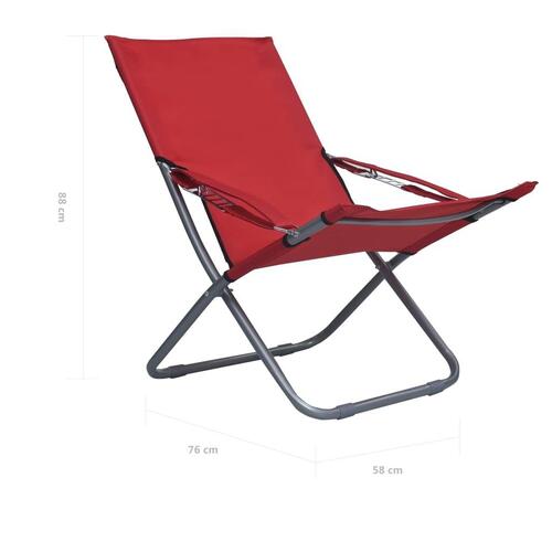 Foldbare strandstole 2 stk. stof rød