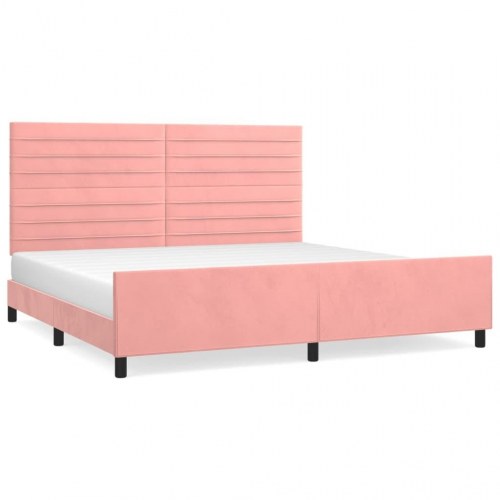 Sengeramme med sengegavl 200×200 cm - fløjl, pink