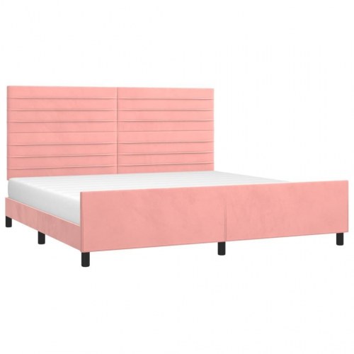Sengeramme med sengegavl 200×200 cm - fløjl, pink