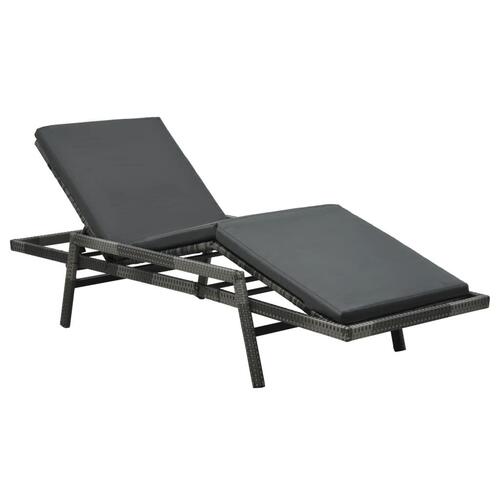 Liggestol med hynde polyrattan grå
