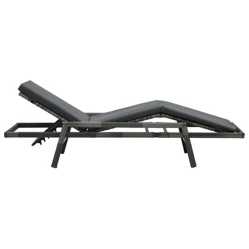 Liggestol med hynde polyrattan grå