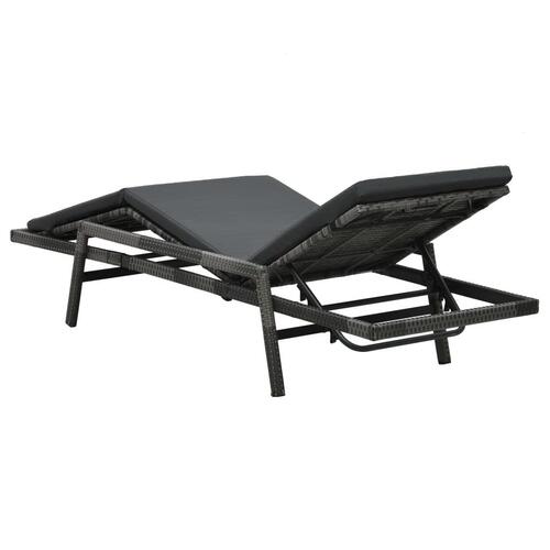 Liggestol med hynde polyrattan grå