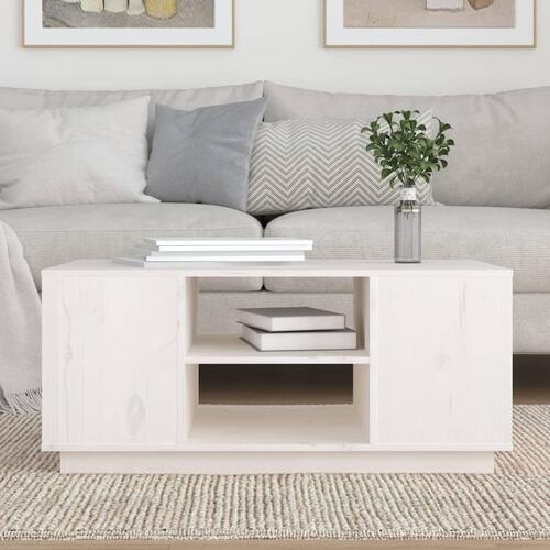 Sofabord 90x49x40,5 cm massivt fyrretræ hvid