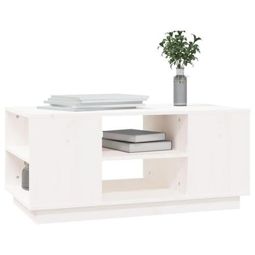 Sofabord 90x49x40,5 cm massivt fyrretræ hvid