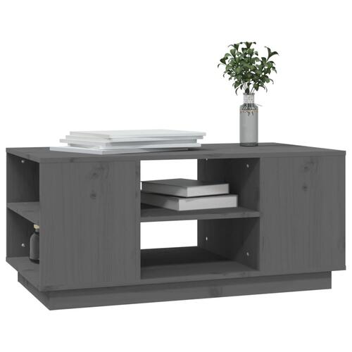 Sofabord 90x49x40,5 cm massivt fyrretræ grå