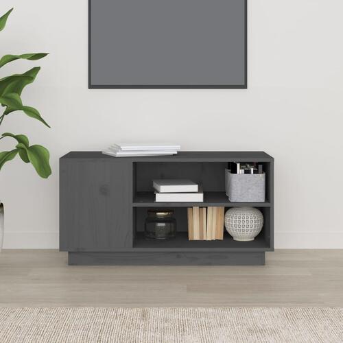 Tv-bord 80x35x40,5 cm massivt fyrretræ grå