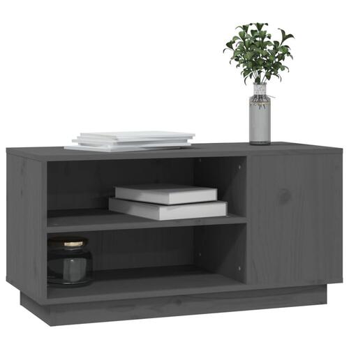 Tv-bord 80x35x40,5 cm massivt fyrretræ grå