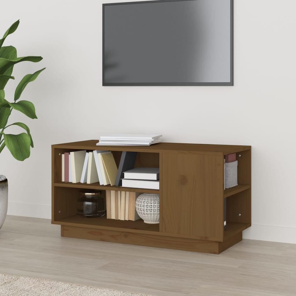 Tv-bord 80x35x40,5 cm massivt fyrretræ gyldenbrun