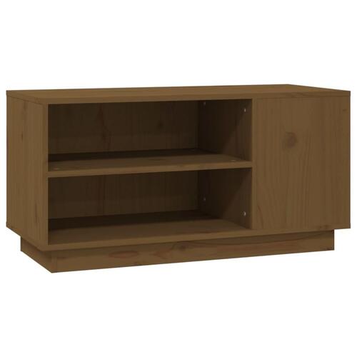 Tv-bord 80x35x40,5 cm massivt fyrretræ gyldenbrun