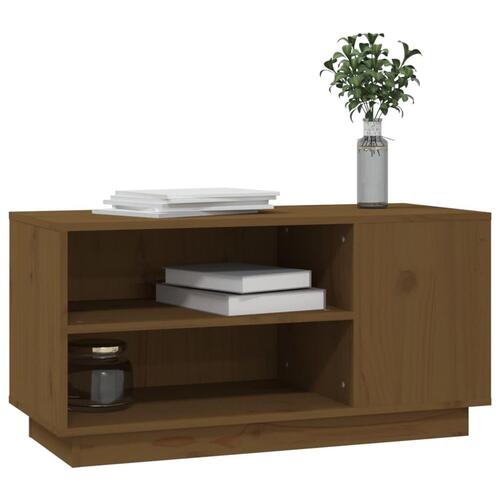 Tv-bord 80x35x40,5 cm massivt fyrretræ gyldenbrun