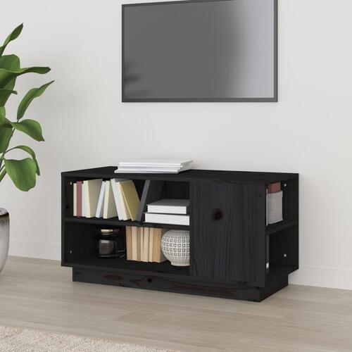 Tv-bord 80x35x40,5 cm massivt fyrretræ sort